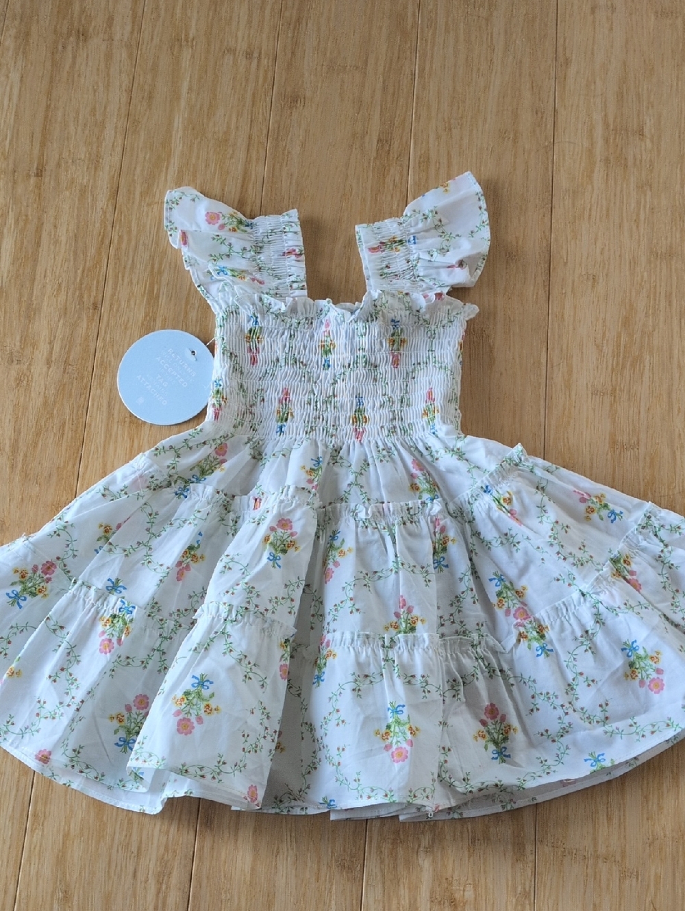 ✨Hill house Home The Tiny Ellie Nap Dress In Pastel Trellis Size 12 To 18 Months - Picture 2 of 7